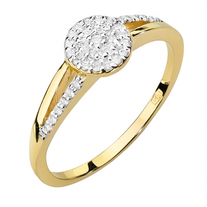 Wielokamieniowy Pierścionek z Diamentami 0,18ct - złoto próby 585. W-0437
